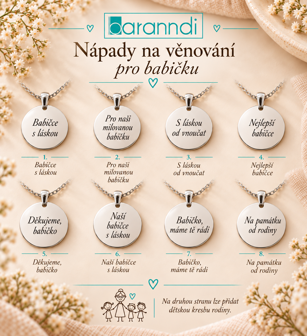 Personalised Necklace for Grandma with Custom Text