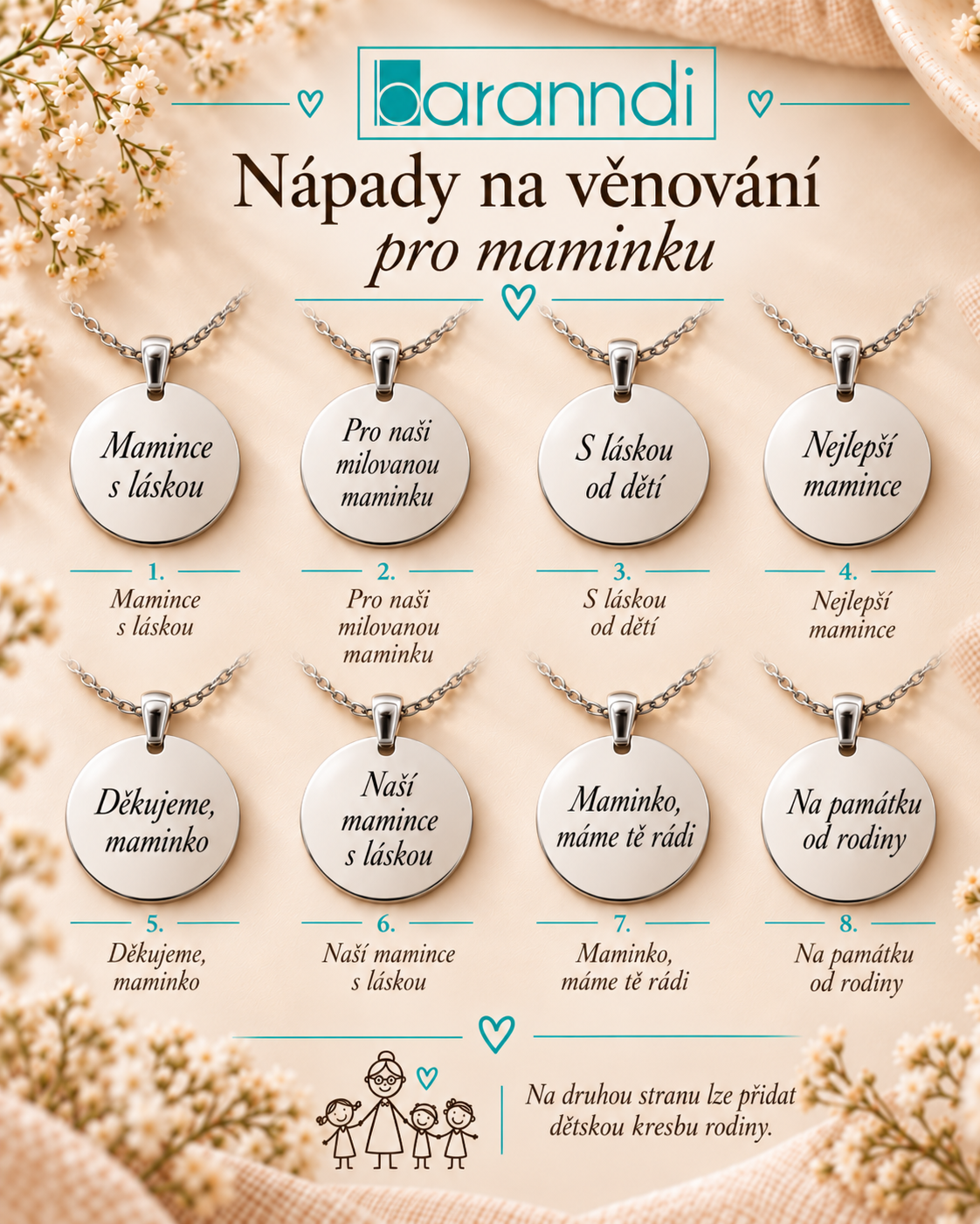 Personalizovaný náramek s vlastním textem pro maminku